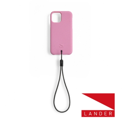 美國 Lander iPhone 12 / 12 Pro Vise 立體斜紋環保防摔殼 - 櫻花粉 (附手繩)