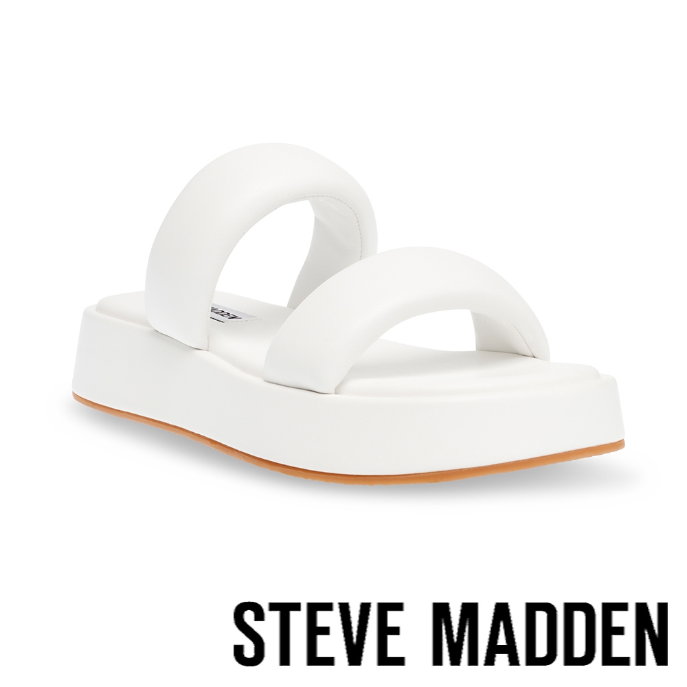 STEVE MADDEN-BOSSANOVA 胖胖雙帶厚底拖鞋-白色