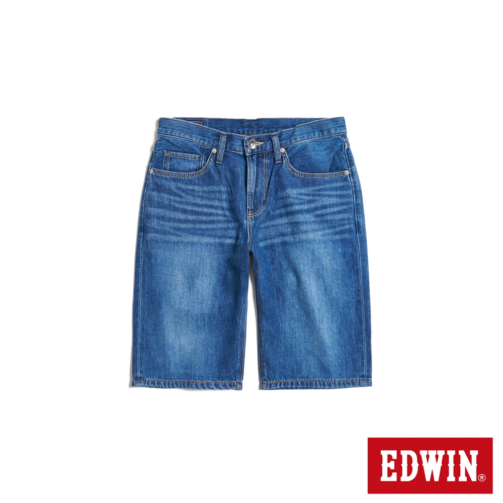 EDWIN 紅標 基本五袋牛仔短褲-男-中古藍