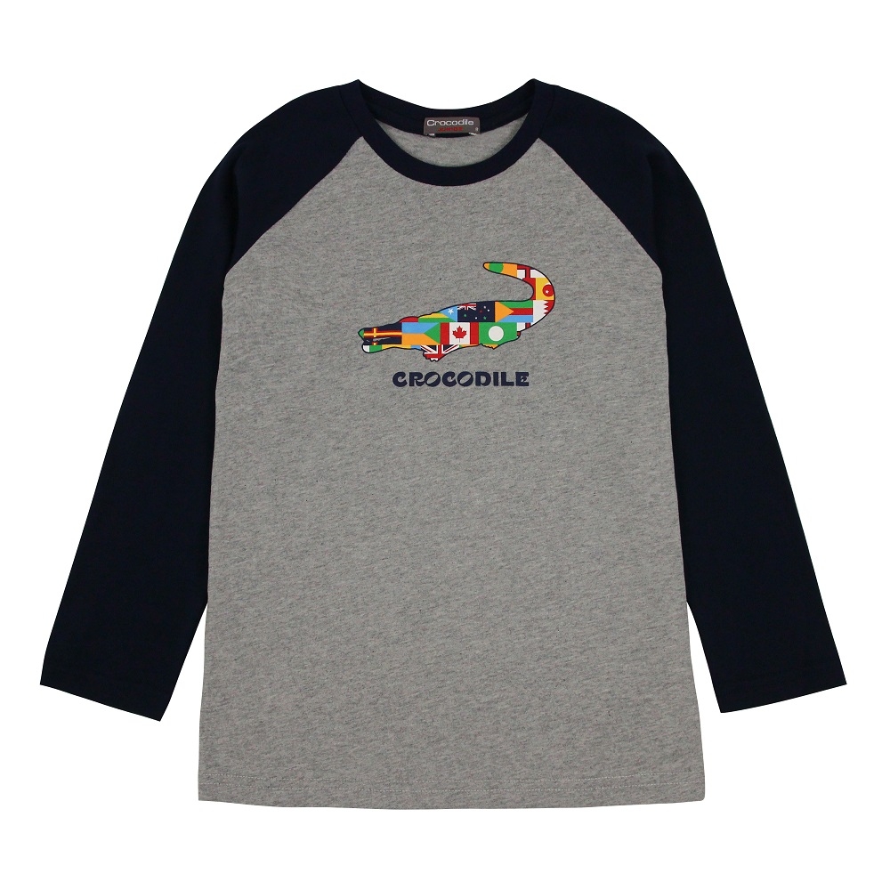 Crocodile Junior小鱷魚童裝- 經典鱷魚印圖撞色T恤 ( U64462-23 小童款)
