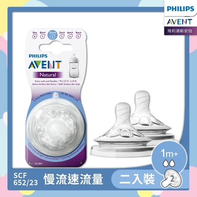 PHILIPS AVENT親乳感防脹氣奶嘴雙入組 慢流量 1M+ SCF652/23