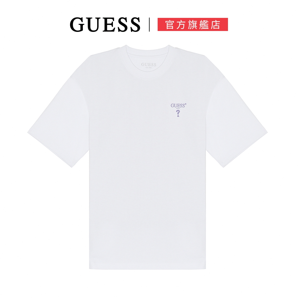 【GUESS】素色印花圖騰短T-兩色可選