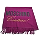 MOSCHINO 義大利製大品牌金色刺繡字母LOGO 100%羊毛圍巾(紫系) product thumbnail 1