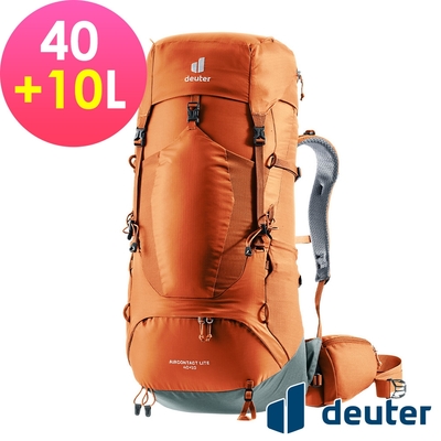 【deuter 德國】aircontact lite 40+10l拔熱式透氣背包3340123橘/長途登山包/自助背包客/休閒旅遊包*