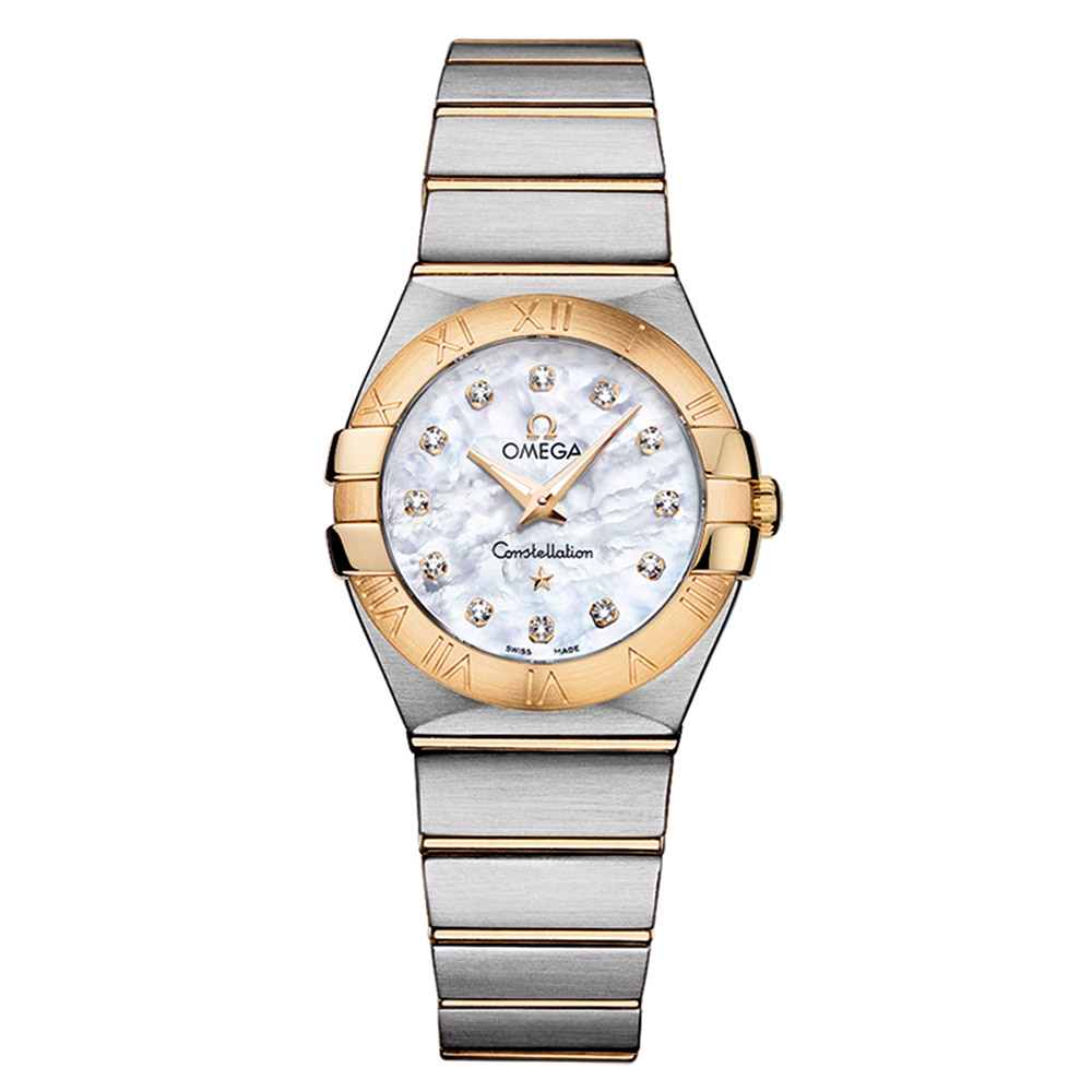 OMEGA 歐米茄星座系列18K金珍珠母貝面鑲鑽腕錶