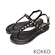 KOKKO慵懶時尚鉚釘T字夾腳繫帶涼拖鞋黑色 product thumbnail 1