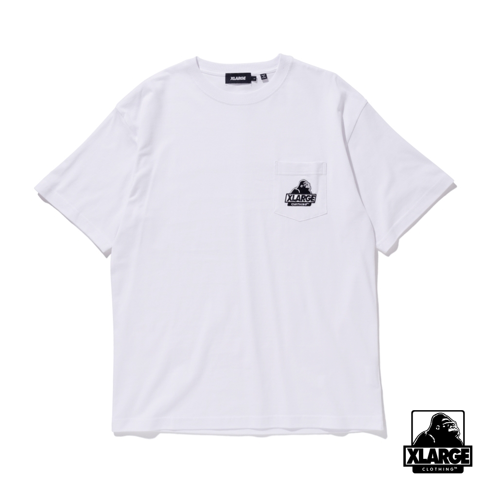 XLARGE S/S EMBROIDERY SLANTED OG POCKET TEE 刺繡口袋短T-白