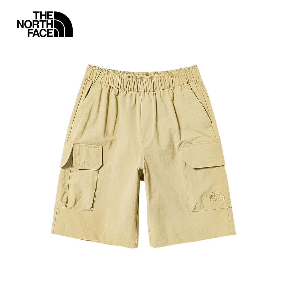 【The North Face 官方旗艦】北面兒童卡其色吸濕排汗彈力褲腰休閒短褲｜876DLK5