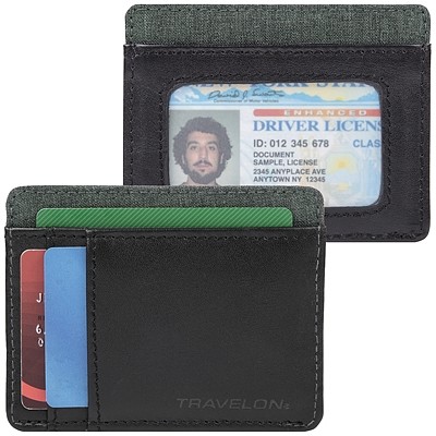 《TRAVELON》皮革拼接L型短夾(蒼綠) | 中夾錢包 短夾錢包 皮包 零錢包
