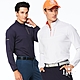 【Lynx Golf】男款合身版吸排抗UV素面造型貼膜設計夜光織帶長袖立領POLO衫(二色) product thumbnail 2