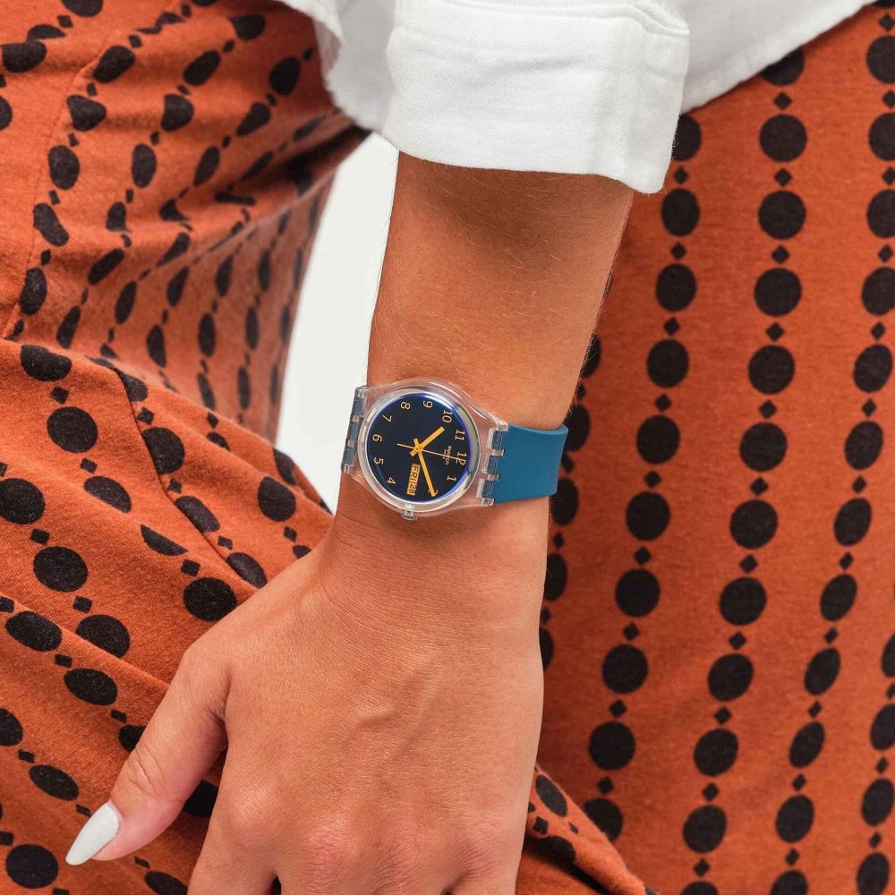 Swatch 原創系列手錶 BLUE AWAY 遠走藍-34mm