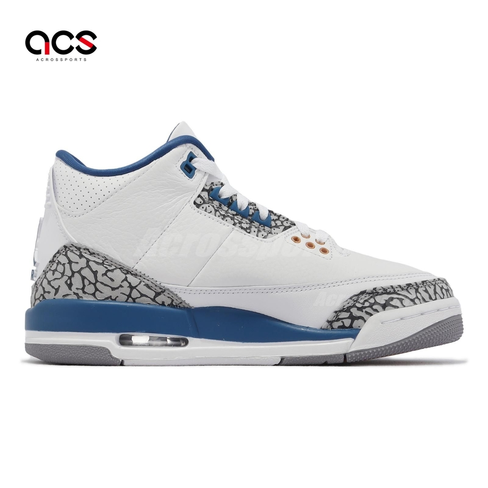 Nike 休閒鞋Air Jordan 3 Retro GS 女鞋大童白藍爆裂紋AJ3 巫師DM0967