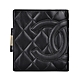 CHANEL 康朋系列雙C LOGO羊皮6卡扣式短夾(展示品/黑x黑) product thumbnail 1