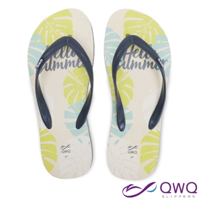 QWQ 男款個性軟Q夾腳拖鞋-鞋帶保固-防滑耐磨-雨天拖鞋-summer-灰(ABBA00705)