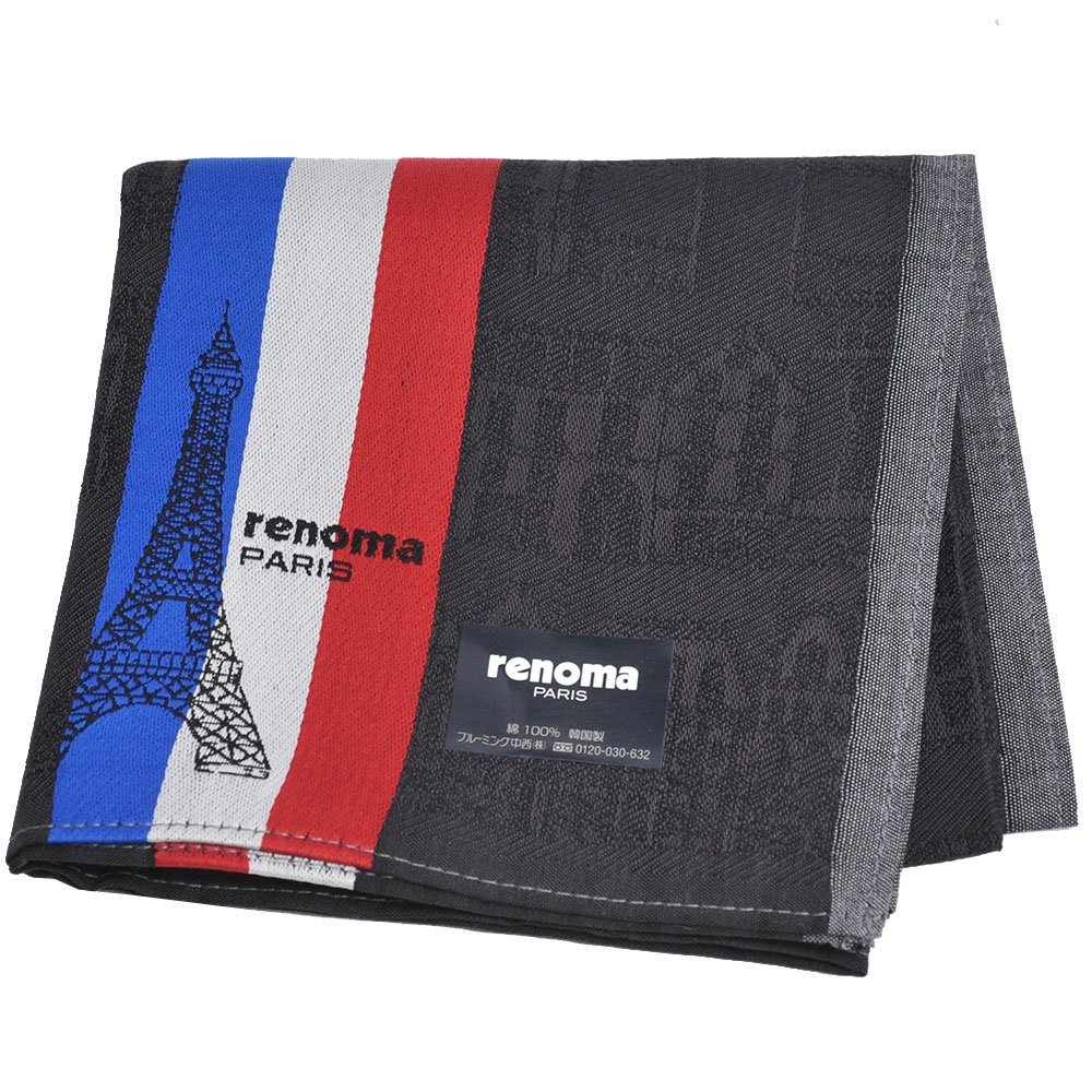renoma PARIS 巴黎鐵塔法國旗配色字母LOGO帕領巾(黑色)