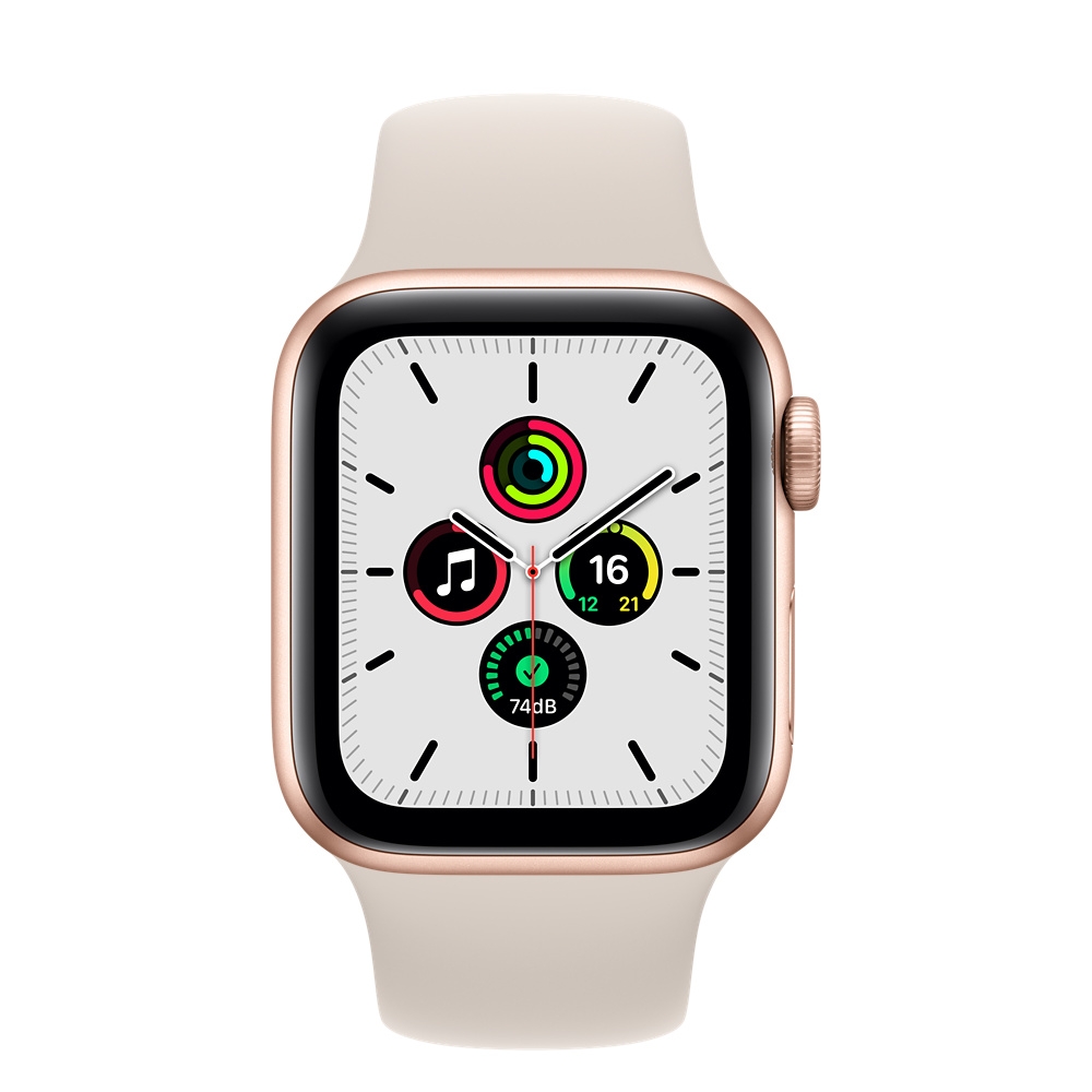 Apple Watch SE (GPS) 40mm 金色鋁金屬錶殼+星光色運動錶帶| SE系列