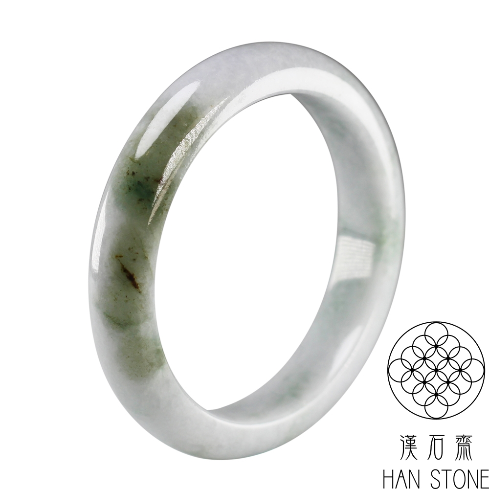 【漢石齋】天然翡翠A貨 手鐲玉鐲 飄花種(手圍18.7/版寬12.6mm)