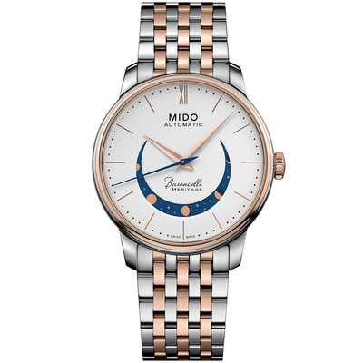 MIDO 美度 官方授權 Baroncelli 永恆系列 微笑月相機械錶 送禮推薦-39mm M0274072201001