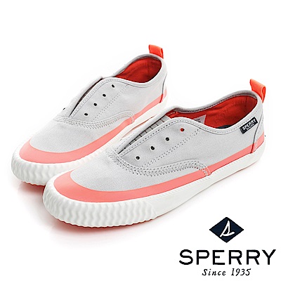 SPERRY 海軍風水洗帆布休閒鞋(女)-灰橘