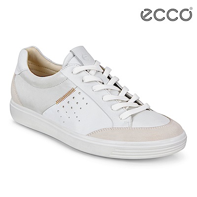 ECCO SOFT 7 W 拼接綁帶休閒鞋 女-白