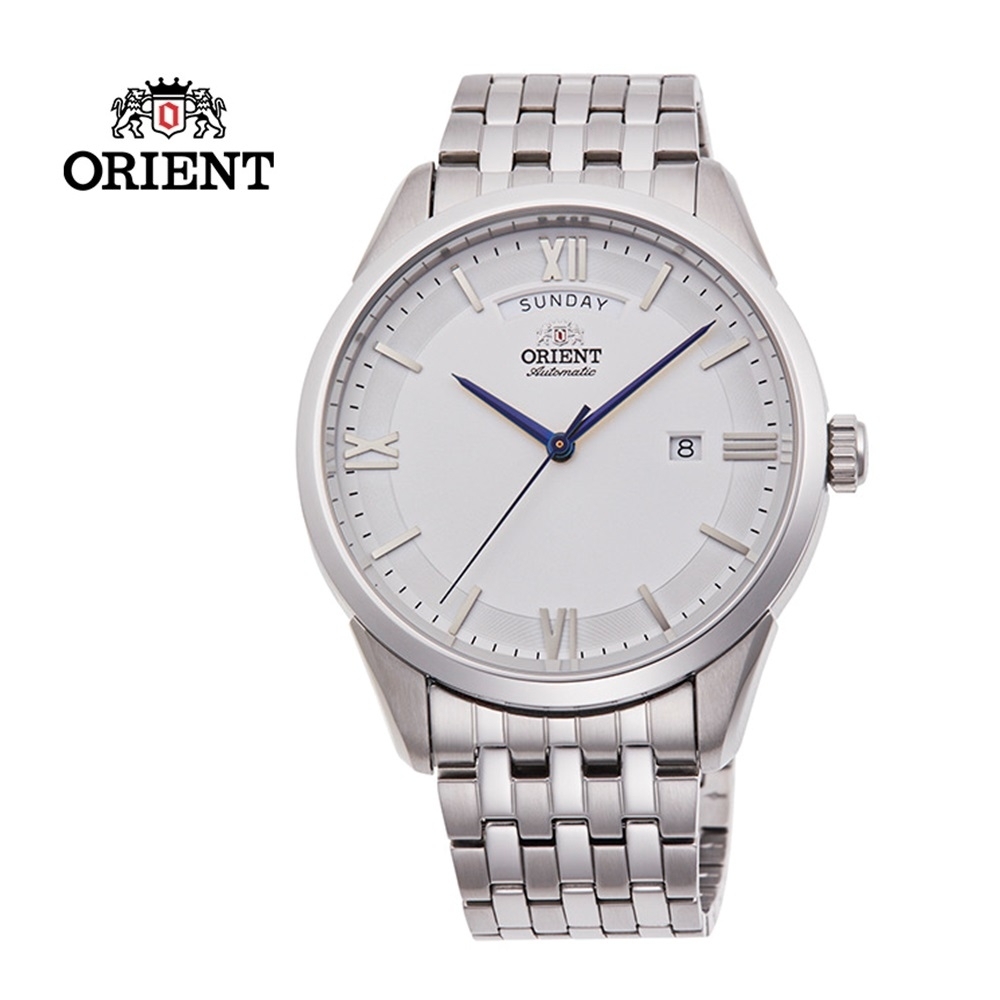 ORIENT 東方錶 WILD CALENDAR 系列 現代簡約機械腕錶 鋼帶款 白色 RA-AX0005S