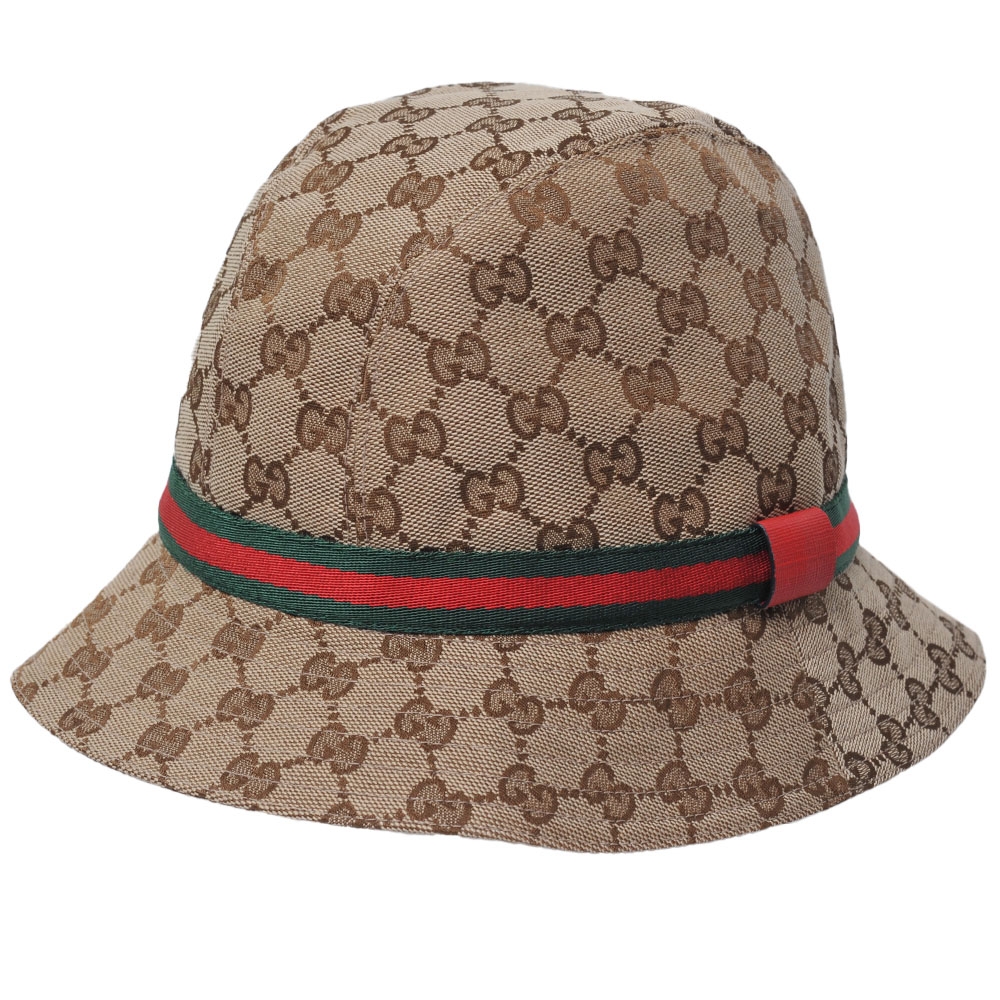 Gucci  CAPPELLO WO 義大利製GG LOGO緹花布漁夫帽(經典駝/411790)