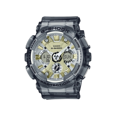 CASIO卡西歐 G-SHOCK 金屬光澤 半透明雙顯手錶-透灰_GMA-S120GS-8A_45.9mm