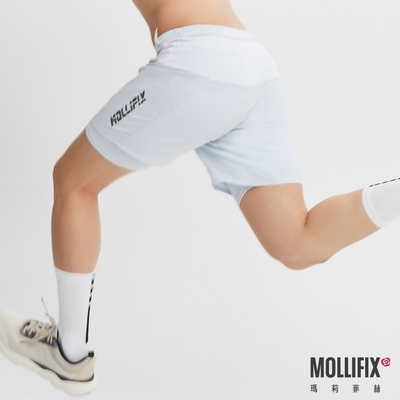 Mollifix 瑪莉菲絲 MEN_360°口袋雙層運動短褲(銀灰)瑜珈褲、短褲、瑜珈服