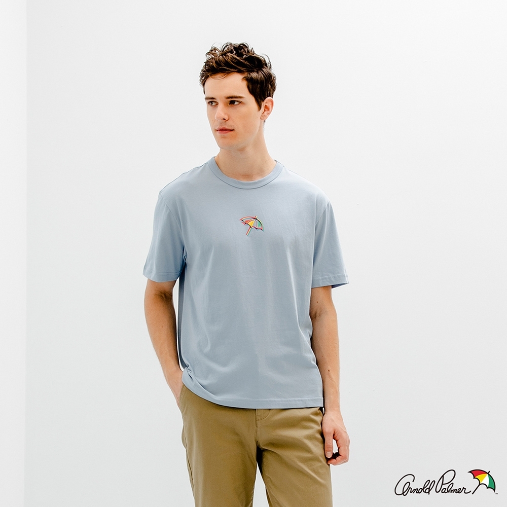 Arnold Palmer -男裝-解構傘印花LOGO T恤-淺藍色