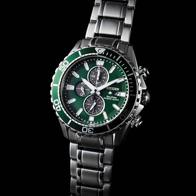 CITIZEN 星辰 Promaster 光動能潛水計時手錶 送禮推薦-銀x綠/44.5mm CA0820-50X