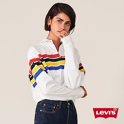 Levis 女款 短版橄欖球T Logo 布章