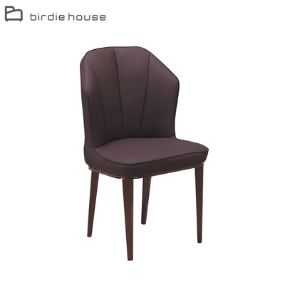 柏蒂家居-丹妮卡工業風皮革坐墊餐椅/休閒椅(單椅)-50x43x91cm