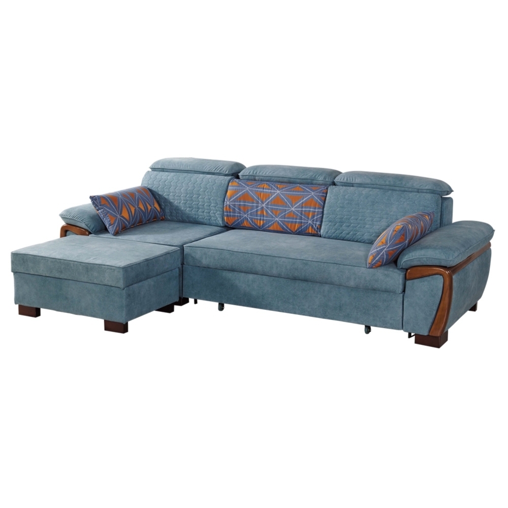 文創集 萊茲皮革Ｌ型沙發床組合(二向＋拉合式機能設計)-287x162x88cm免組