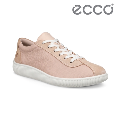 ECCO SOFT ZERO W 柔酷零點復古保齡球皮革休閒鞋 女鞋 裸粉色