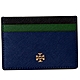 TORY BURCH EMERSON 經典立體LOGO撞色防刮皮革多夾層名片夾-藍x綠 product thumbnail 1