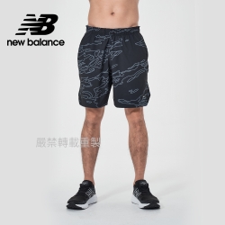 【New Balance】7吋印花短褲_男性_黑色_MS11152BK