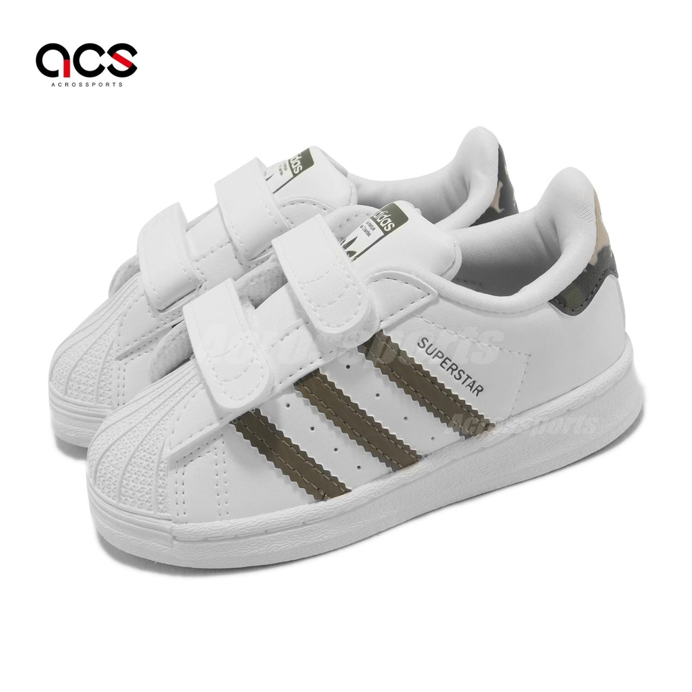 adidas 童鞋 Superstar CF I 白 綠 小童 學步鞋 迷彩 貝殼頭 三葉草 愛迪達 HQ4286