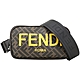 FENDI Roma 小型 字母老花帆布牛皮手拿/斜背相機包(咖黃色) product thumbnail 1