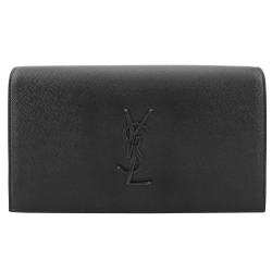 YSL 簡單LOGO立體翻蓋手拿包(全黑)