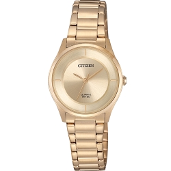 CITIZEN星辰 LADY S時尚簡約石英腕錶(ER0205-80X)玫瑰金色/27mm