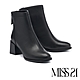 短靴  MISS 21 簡約率性後拉鍊牛皮純色高跟短靴－黑 product thumbnail 1