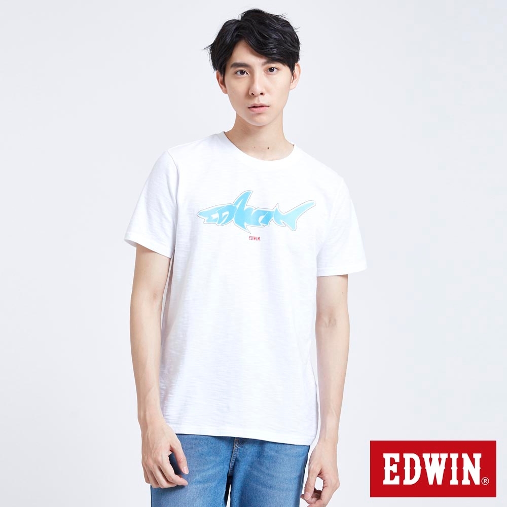 EDWIN 鯊魚LOGO 短袖T恤-男-白色
