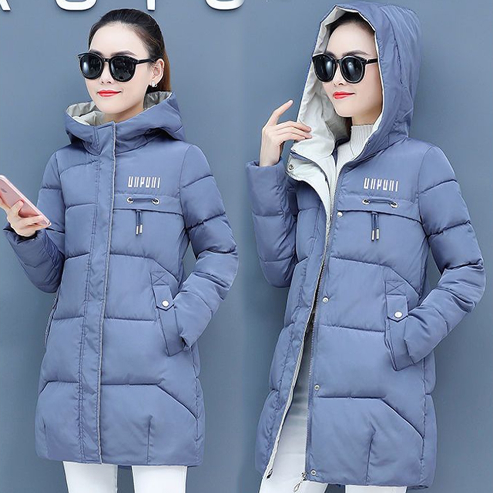 【韓國K.W.】簡約高領顯瘦中長版羽絨外套