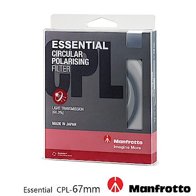 Manfrotto 67mm CPL鏡 Essential 濾鏡系列