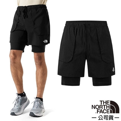 【The North Face】男 彈力防潑水休閒運動短褲.健行褲_83S4-JK3 宇宙黑