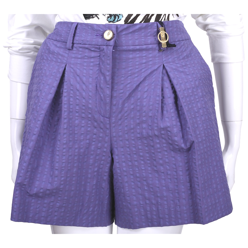 CLASS roberto cavalli 紫色直紋打褶設計短褲