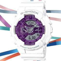 CASIO 卡西歐 G-SHOCK 冬季系列 繽紛金屬雙顯腕錶 母親節 禮物 51.2mm / GA-110WS-7A