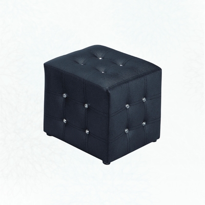 文創集 邁可森水鑽柔韌皮革方形小椅凳(二色可選)-34x34x35cm免組