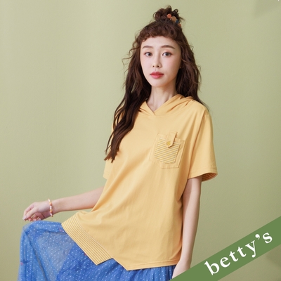 betty’s貝蒂思 條紋配布連帽T-shirt(黃色)
