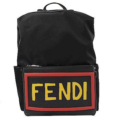 FENDI 大LOGO造型尼龍後背包(黑)